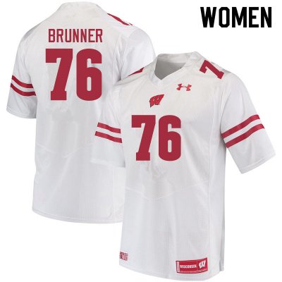 Women's Wisconsin Badgers NCAA #76 Tommy Brunner White Authentic Under Armour Stitched College Football Jersey SE31D55KF